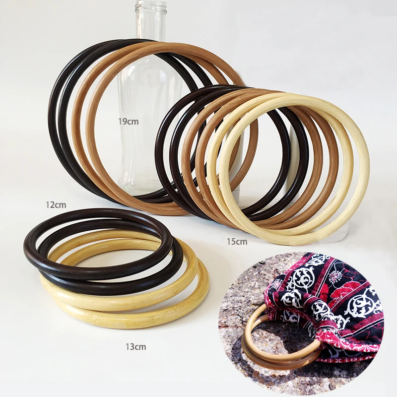Одна пара = 2 шт. круглая форма кольца из ротанга бамбуковые ручки obag кошелек рама