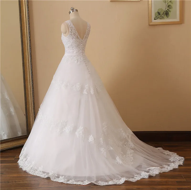 Real Pictures Sexy Sleeveless Wedding Dress Backless Robe De Mariee 2020 Plus Size Lace Appliques Beading Bride Gowns | Свадьбы и