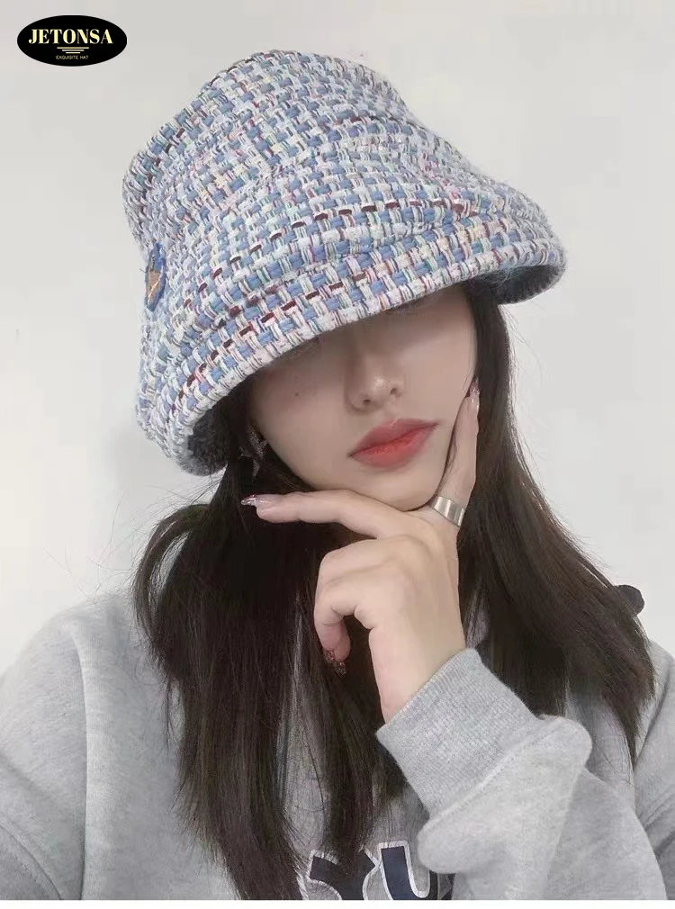 

2020 autumn and winter bear knitting fisherman hat Japanese hat hat female sunscreen sunscreen knitted big hat