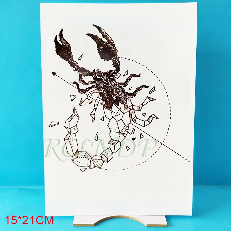 Водостойкая Временная наклейка тату-Скорпион в виде насекомых флеш-тату