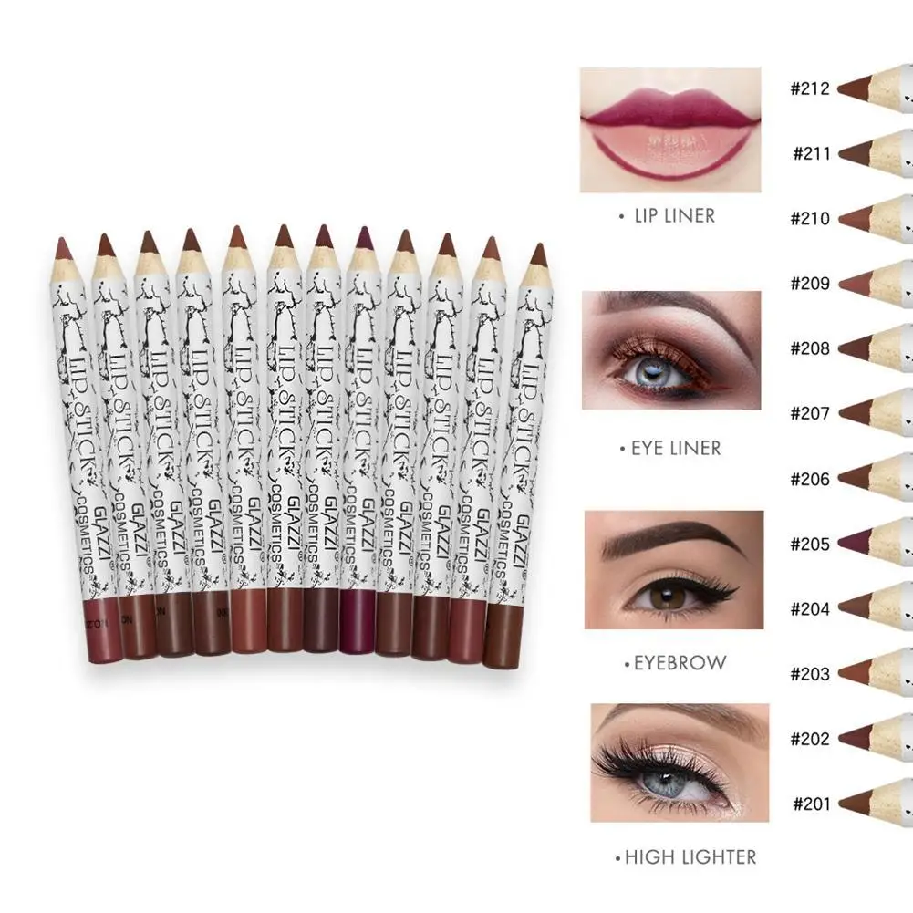 Матовый Водостойкий карандаш для губ 12 шт./компл. стойкая гладкая нюдовая помада