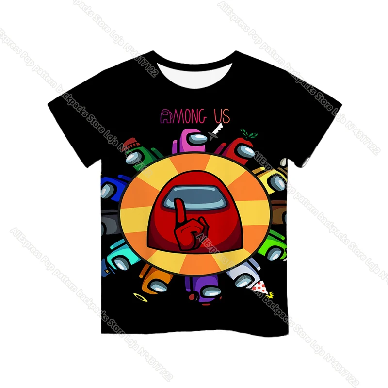 

2021 New 3D Game Among Us Printed T-shirt Short Sleeve Kids Boys Girls Casual Tops Tees Toddler Children Colorful Camiseta