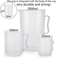 4 packs clear polypropylene beakers with durable handle spout 4 sizes 2000ml500ml300ml50ml for lab kitchen liquids