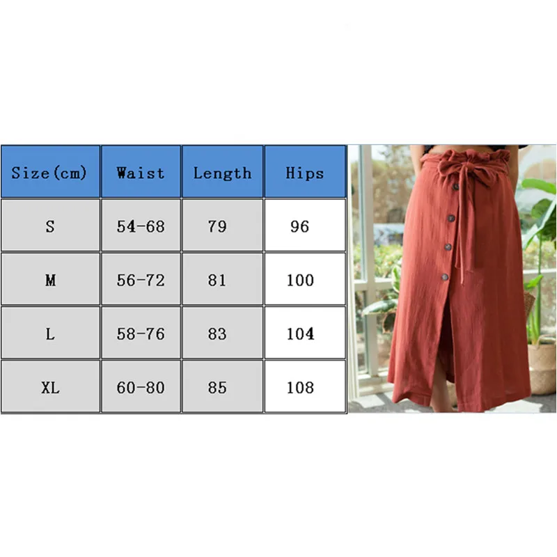 

Women Fashion Elastic High Waist Wrap Over Asymmetric Loose Red Skirt High Waist Lady Summer Solid Color Single-breasted Skirts