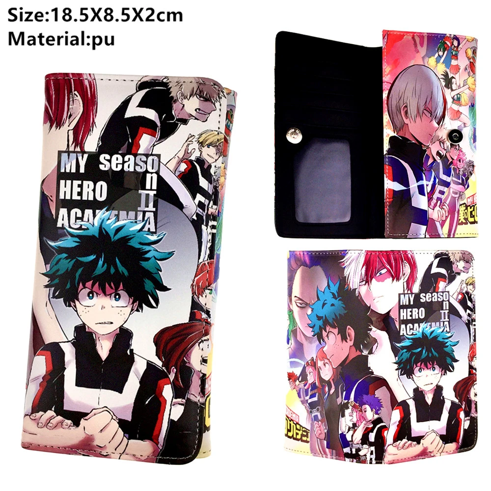 

Anime My Hero Academia PU Wallet Cute Button Card Holders Layers Purse Leather Boys Girls Students Coin Cosplay Moneybag