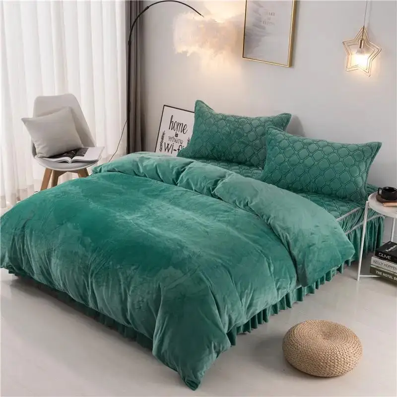 

Crystal velvet quilt cover solid color thickened winter warm AB version quilt cover bedspread home decoration