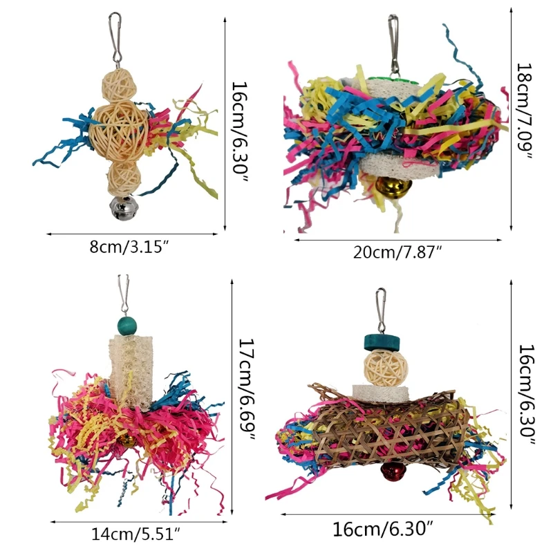 

5 Pcs Parrots Shredding Toys Parakeet Chewing Foraging Toy Bird Cage Accessories