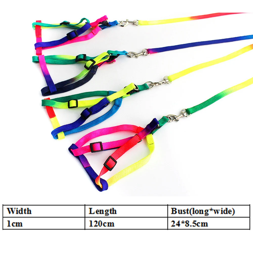 

1PC 120cm Colorful Rainbow Pet Dog Collar Harness Leash Soft Walking Harness Lead Pet Dog Durable Nylon Traction Ropes
