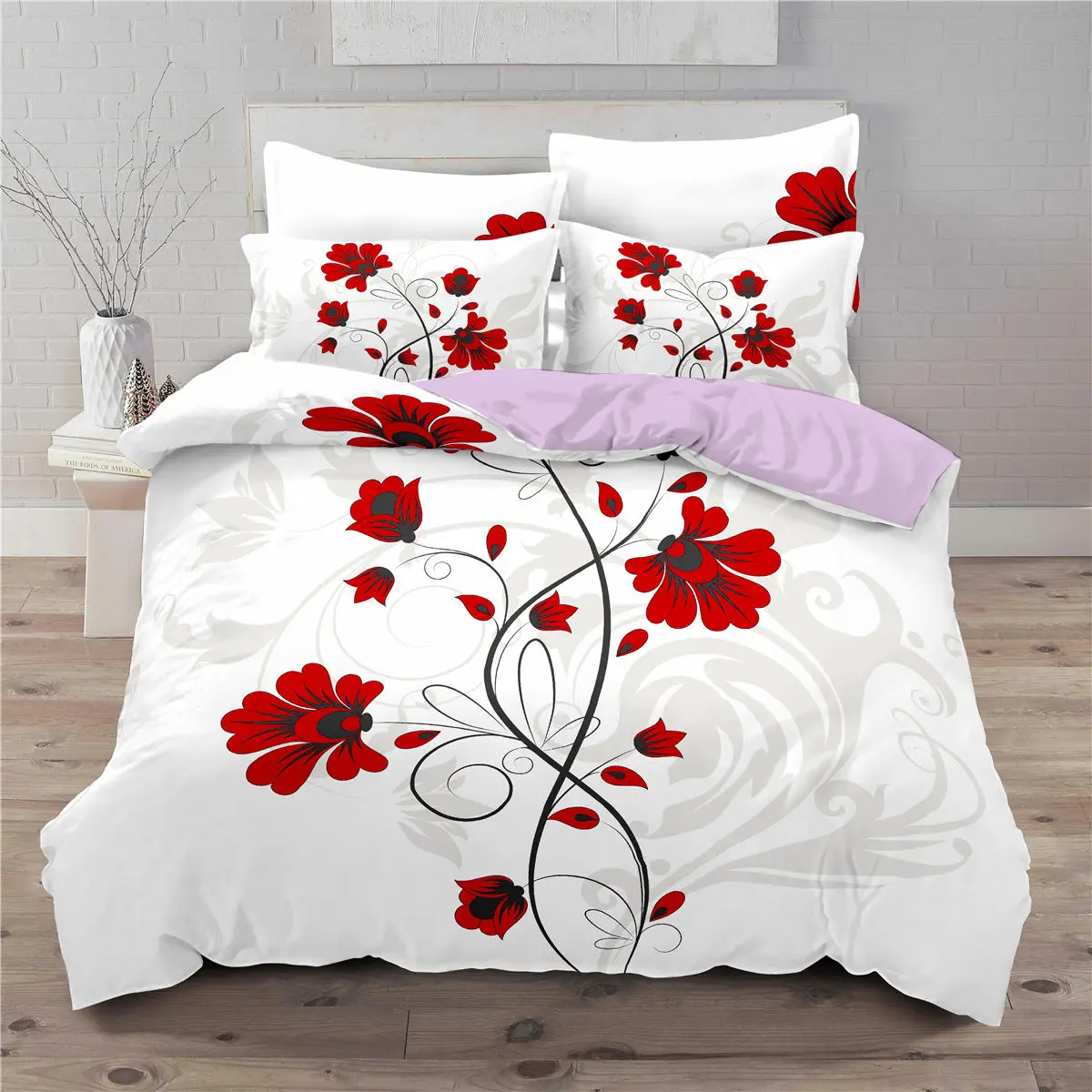 

White Duvet Cover 240x220 King Size 3D Floral Bedding Set 2/3Pcs Adult Child Quilt Cover Pillowcase Single Twin Double Queen