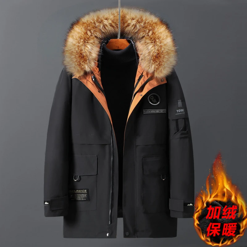 

7XL 8XL 9XL 10XL Liner And Collar Detachable Winter Men Cotton Thick Jacket Hooded Big Fur Thick Warm Parka Male Waterproof