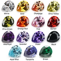 cubic zirconia stones aaaaa pear cubic zirconia stone loose cz diy jewelry beads multicolor cz free shipping 15 colorslot