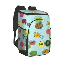 Picnic Cooler Backpack Tropical Fruits Pattern Waterproof Thermo Bag Refrigerator Fresh Keeping Thermal Insulated Bag
