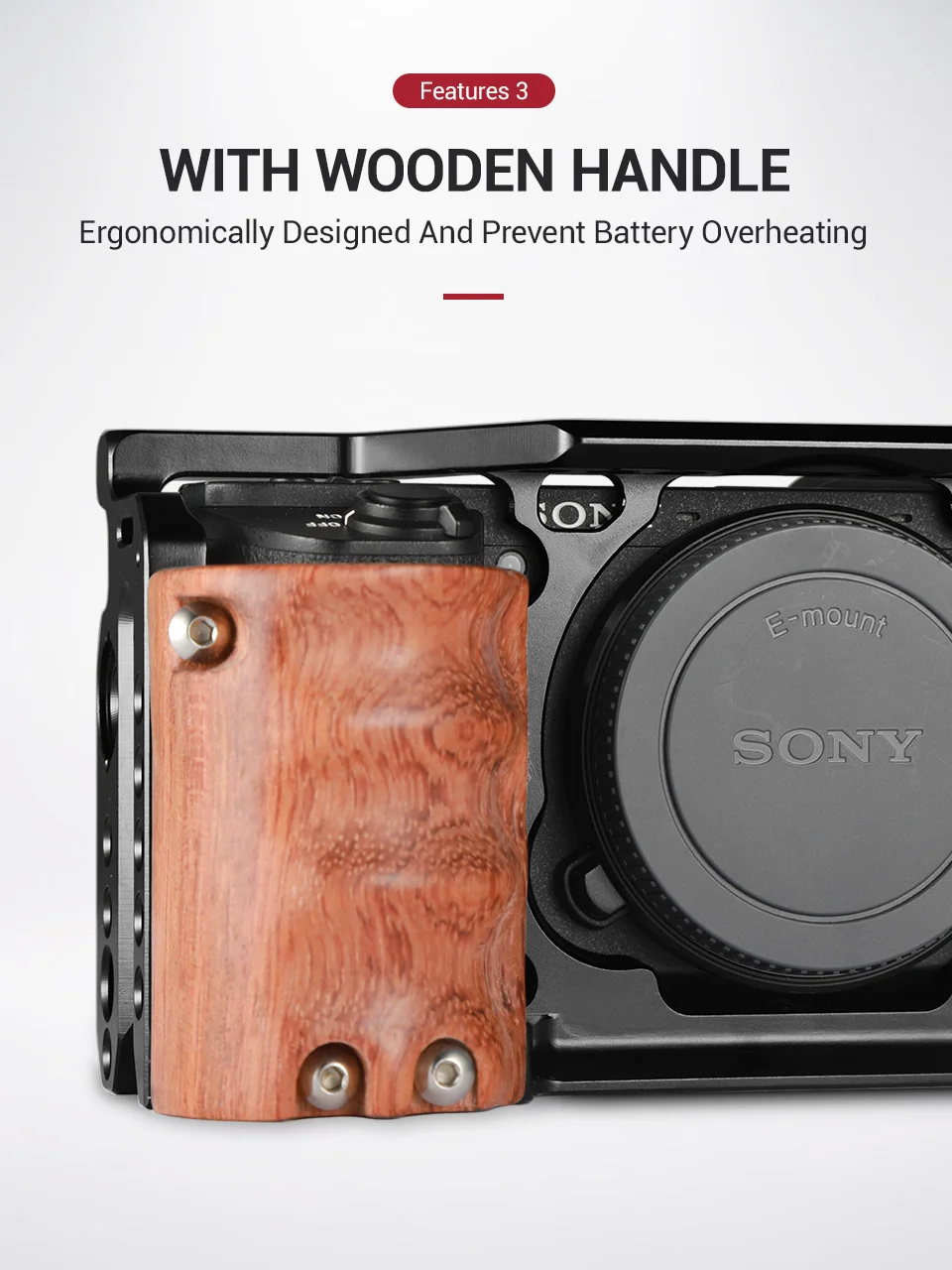 SmallRig A6500 клетка с деревянной рукояткой для sony Alpha A6500/ILCE-6500 клетка для камеры быстросъемный монтажный комплект-2097