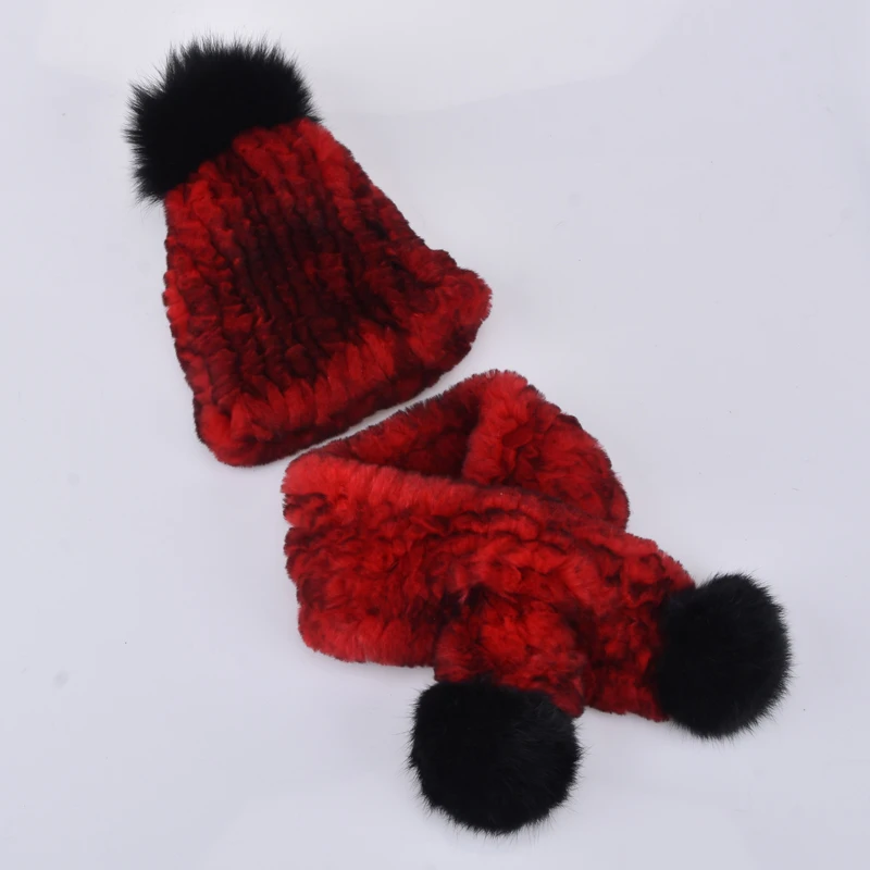 Детские Натуральная шапка из меха кролика рекс с зимний теплый шарф Кепки для