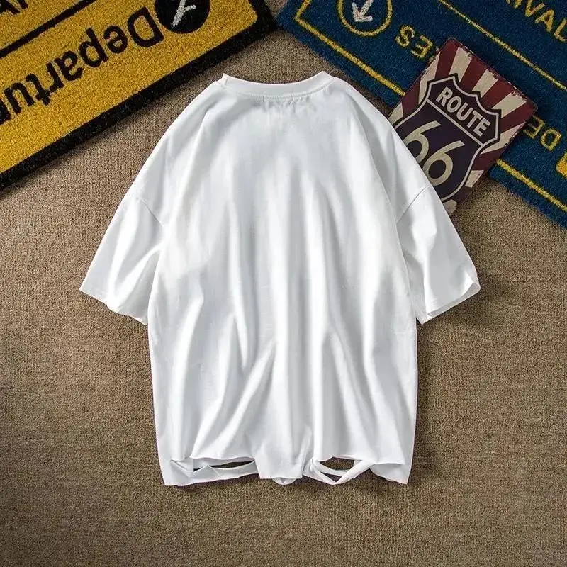 Мужские крутые футболки Idopy в стиле панк облегающие рваные с коротким рукавом и