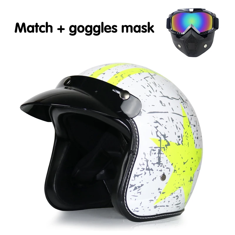 Мотоциклетный шлем для мужчин и женщин Классический ретро с открытым лицом 3/4 |