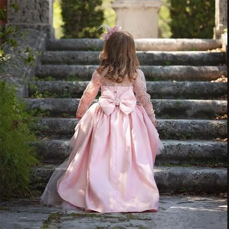 Детское короткое платье с длинным рукавом большим бантом | Свадьбы и торжества