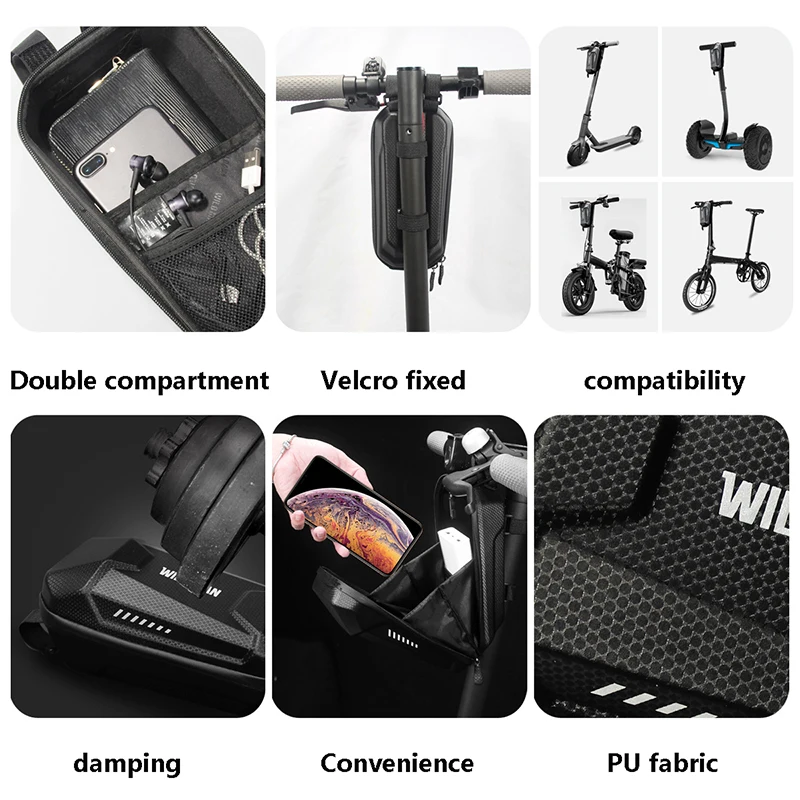 

WILD MAN electric scooter bag waterproof bicycle bag electric folding bicycle handle bag EVA hard shell balance car front bag