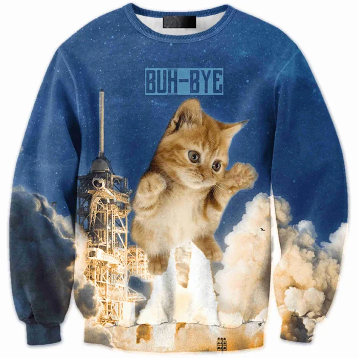 Мужской санитарный шкаф с принтом Дымчатый Кот 3-D длинный рукав топ мужской