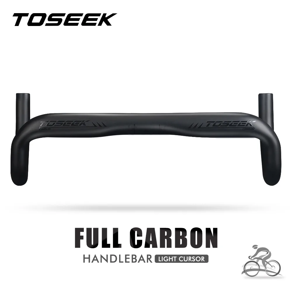 

TOSEEK Road Bicycle Carbon Handlebar Reduce Resistance Bent Bar Strengthen Bike Parts 400/420/440mm External Routing Black Matte