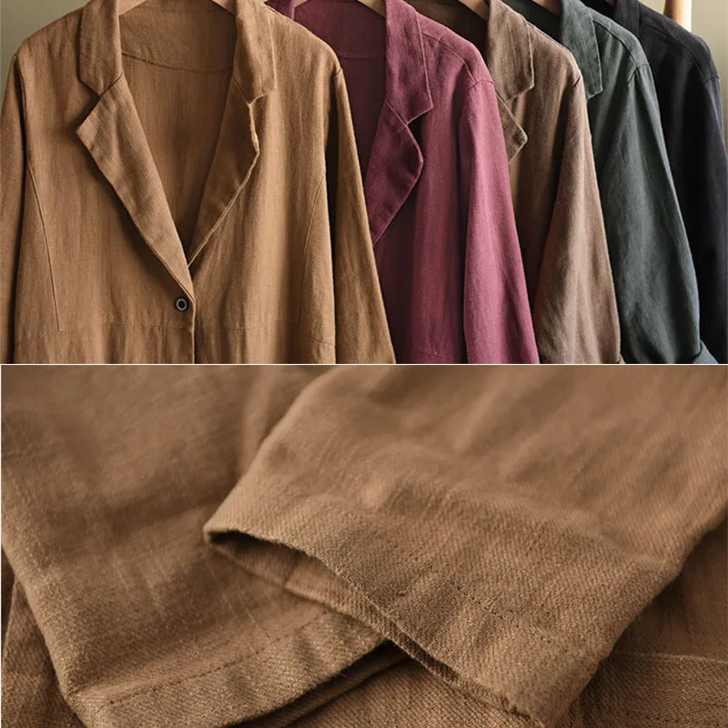 

NINI WONDERLAND 2021 Spring Linen Trench Coat Women Loose Long Sleeve Cardigan Tops Autumn Single Button Casual Long Outerwear