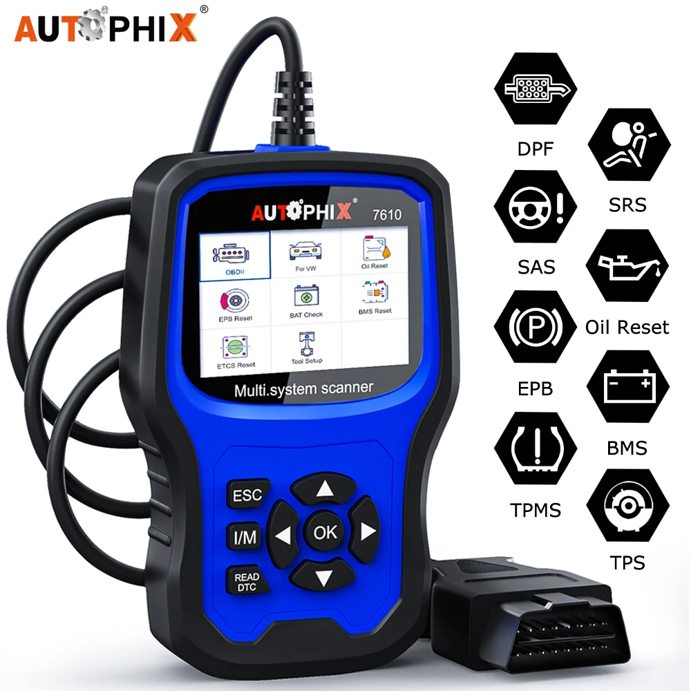 

Autophix 7610 OBD2 Diagnostic Scanner Code Full System ODB 2 Automotivo ABS SRS EPB Oil DPF Reset Car Tools Lifetime Free Update