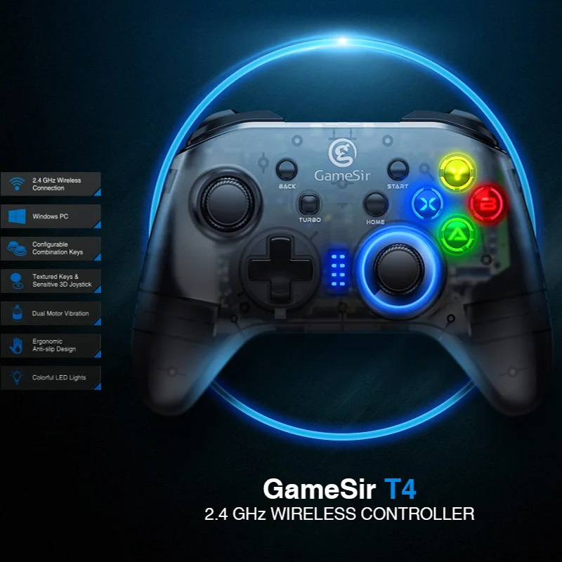 GameSir T4 игрового контроллера геймпад для PS3 контроллер 2,4 ГГц джойстик для ПК игры с USB Приемник проводной геймпад для Windows(7/8/9/10) ПК