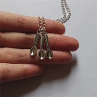 antique silver color spoon pendant necklace mini spoon necklace for girls women cute pendant necklace