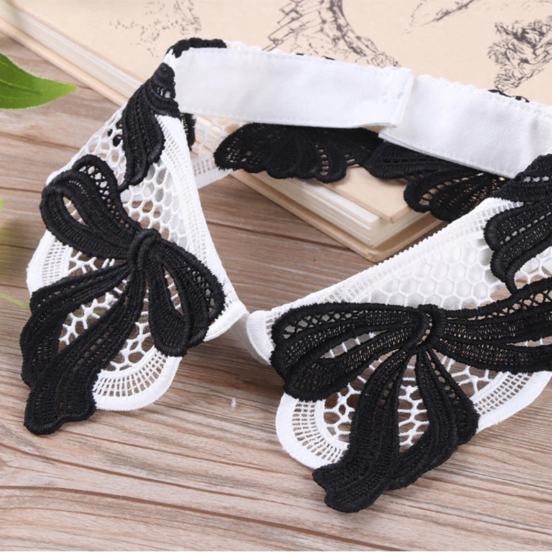 Женская рубашка с жемчужинами и воротником Женский ажурный лоскутный галстук