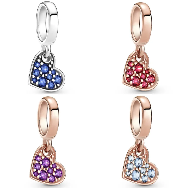 Оригинальные разноцветные подвесные бусины в форме сердца с кристаллами