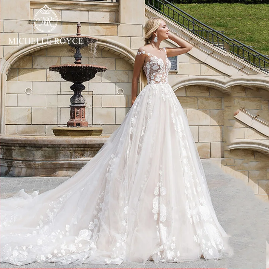 Мишель Ройс милое свадебное платье трапециевидной формы для женщин на тонких