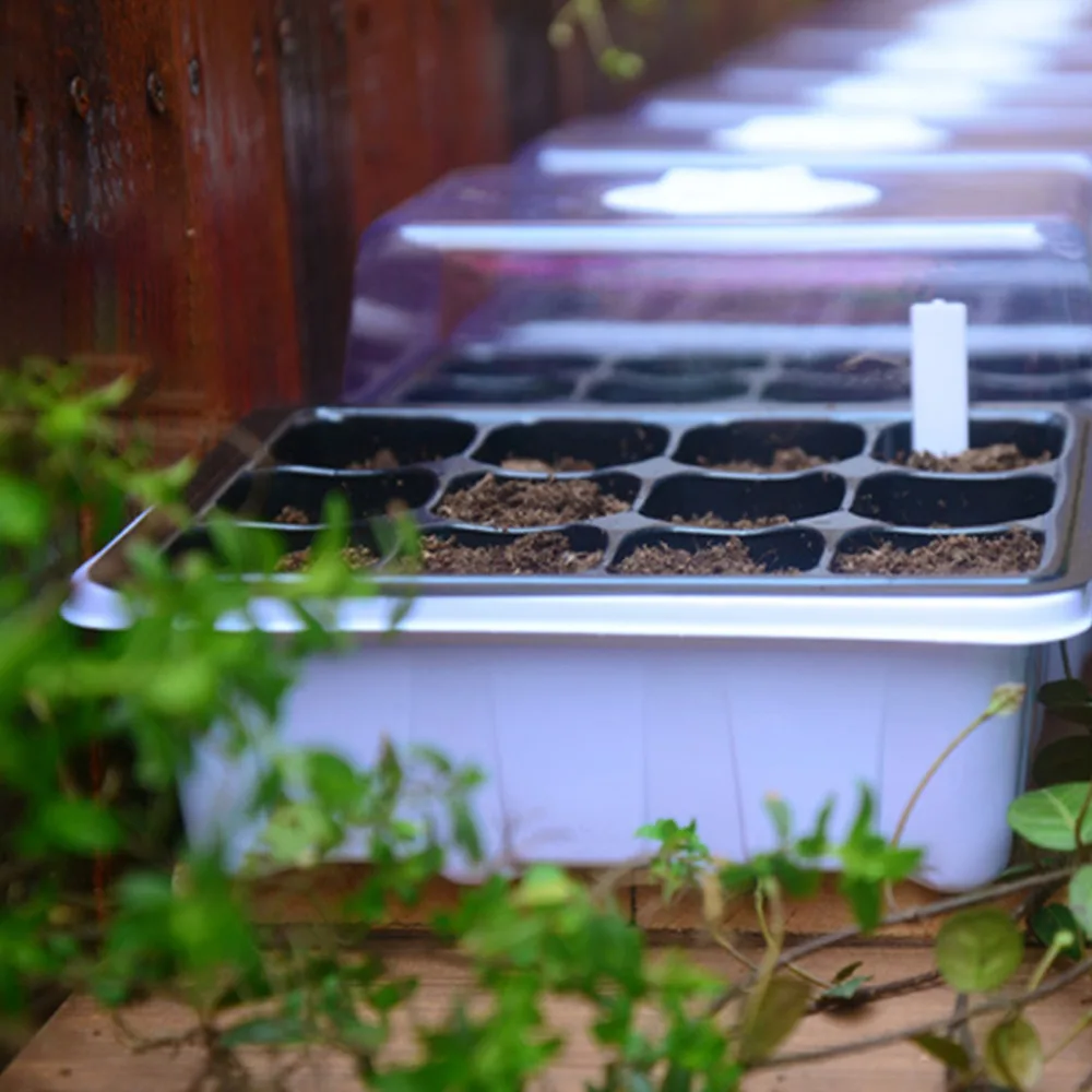 

Mini Greenhouse Grow Box Seed Starter Tray Kit Germination Trays Reusable 10-Pack Breathable With Drain Holes Nursery Pots