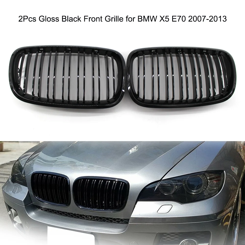 2 шт. автомобиль передняя решетка радиатора для BMW X5 E70 2007-2013 глянец Черный бампер
