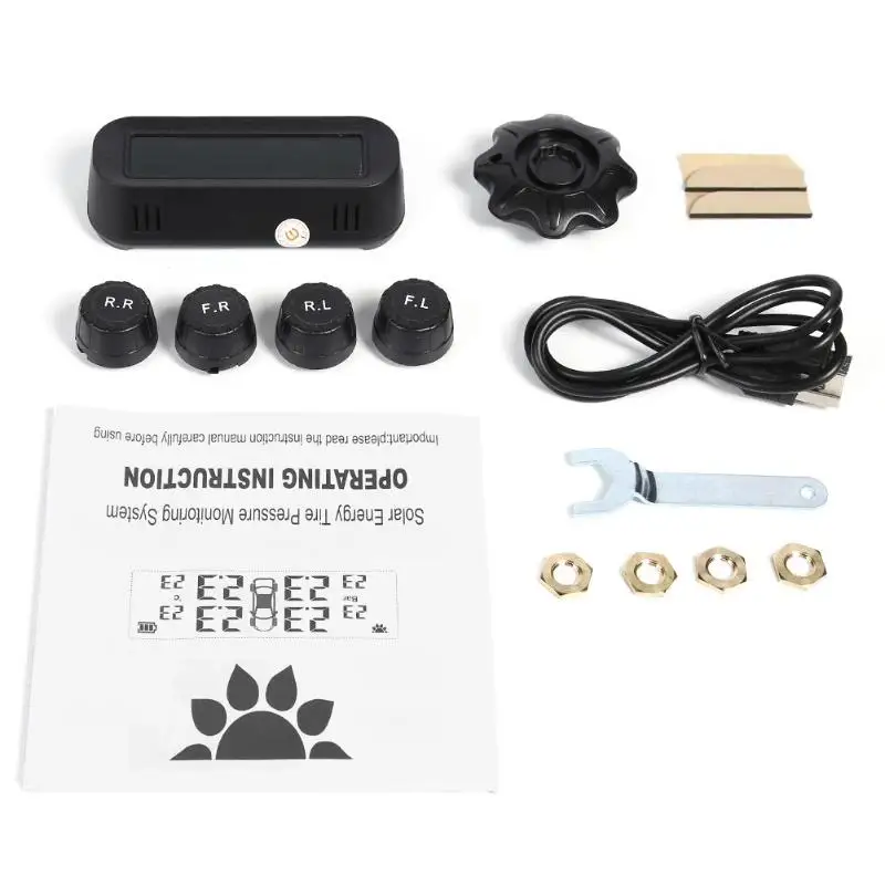 Автомобильная система контроля давления в шинах на солнечной батарее с 4