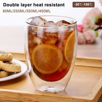 1 pcs water bottle coffee cup set heat resistant double wall glass cup beer handmade beer mug tea whiskey transparent glass cups