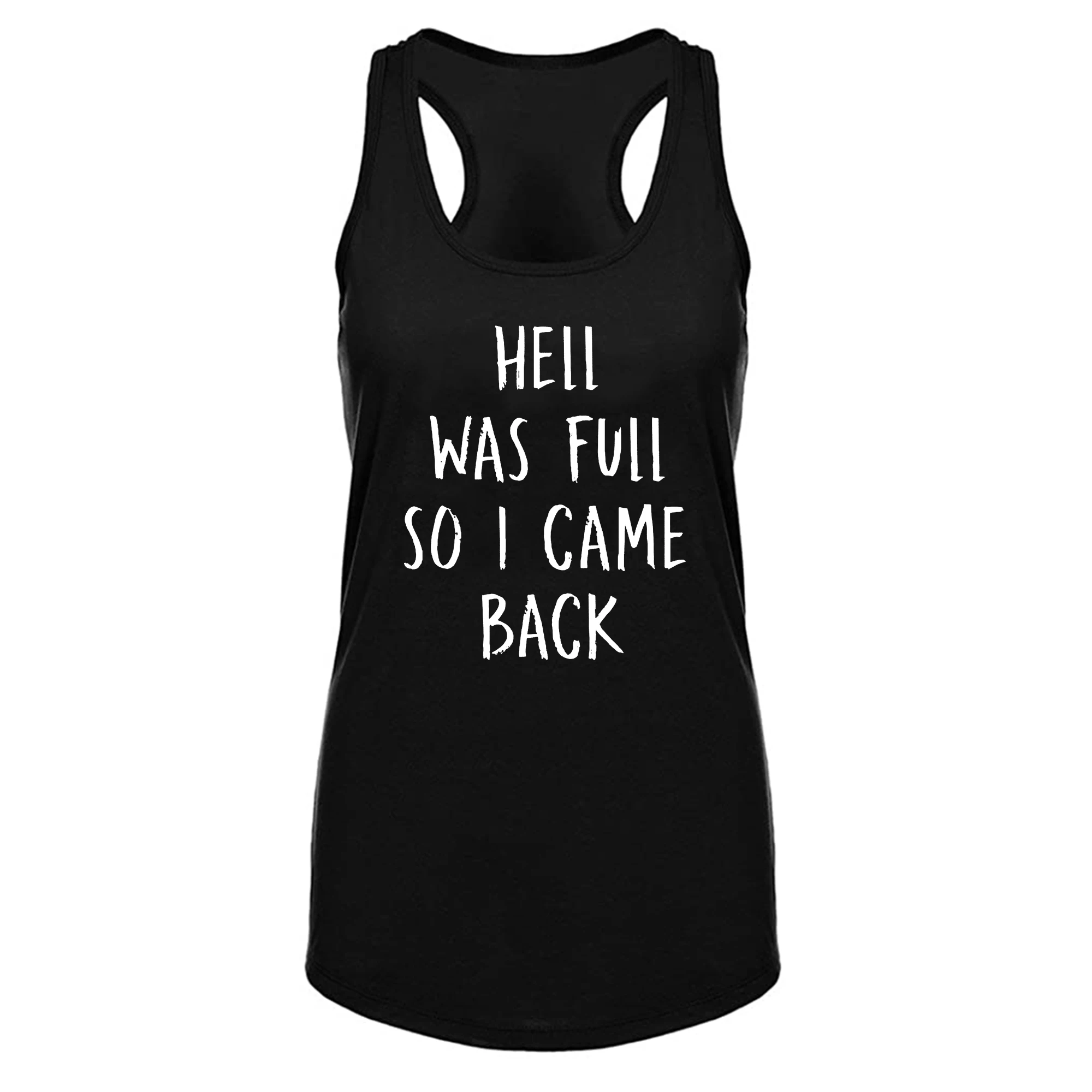 

Lyprerazy Women's Hell Was Full So I Came Back Workout Gym Funny Printed Tank Top