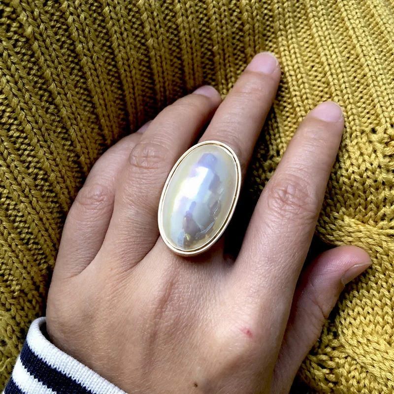 TOTASALLY модное большое кольцо для женщин нобелевское имитация овального жемчуга