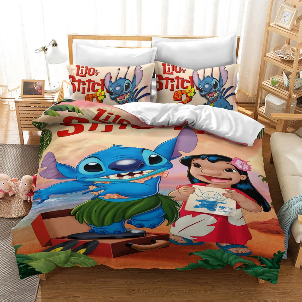 Lilo e Ponto Conjunto de Cama Decoração do Quarto para Crianças Disney Casa Colcha Capa Twin Menino Menina Rainha Rei Tamanho Conjunto 3d 8 Cheap Conjuntos de cama