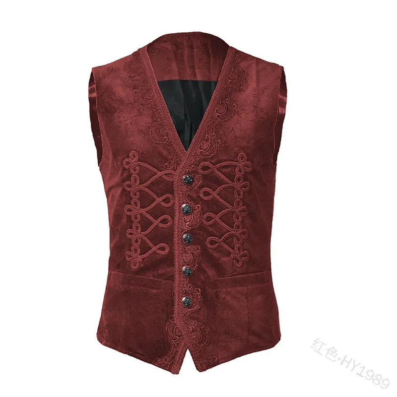 

Medieval Renaissance Europe Romeo Stage Tuxedo Prince King Vest Jacket Waistcoat Gothic Pirate Halloween Cosplay Costume for Men