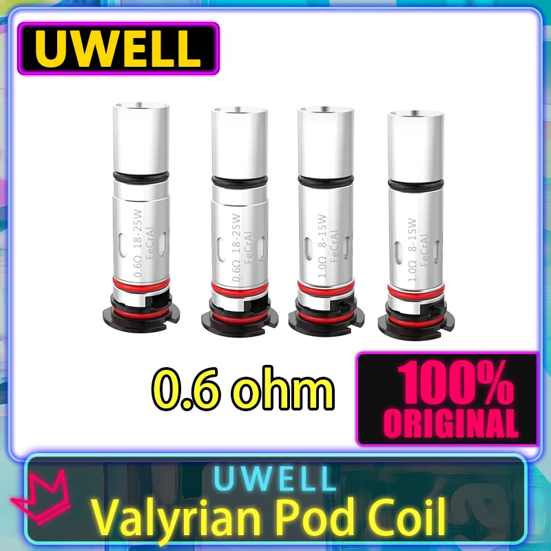 

Original UWELL Valyrian Pod System Coil 4pcs 0.6 ohm DTL suitable for Valyrian Pod Electronic Cigarette kit
