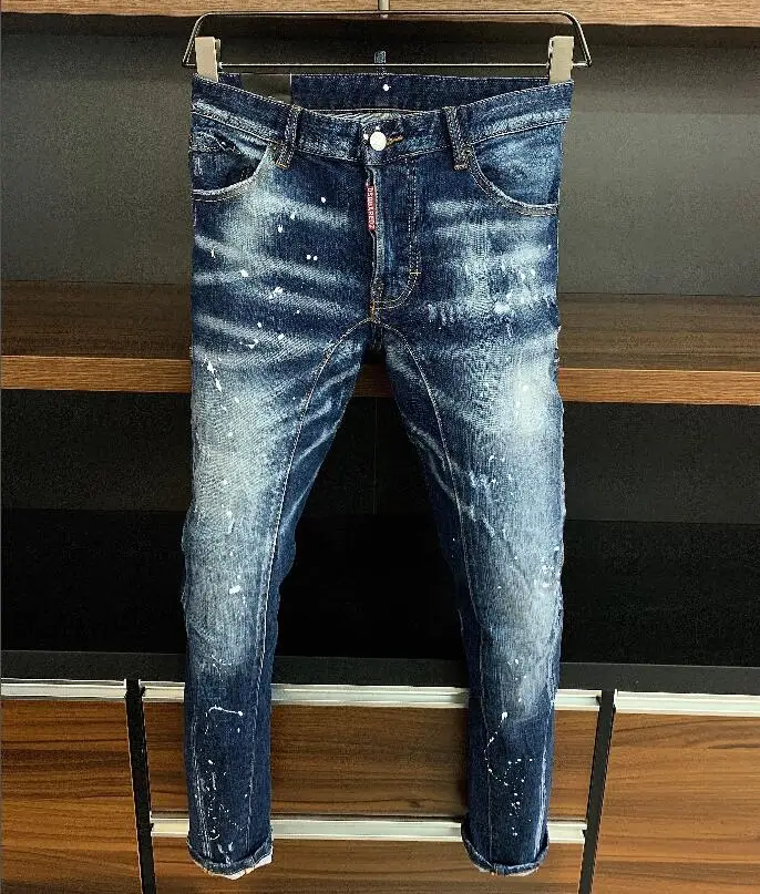 

Оригинальные дизайнерские джинсы для мужчин, Оригинальные Классические байкерские джинсы dsquared2 с дырками, мужские брюки DSQ2 с вышивкой, одеж...