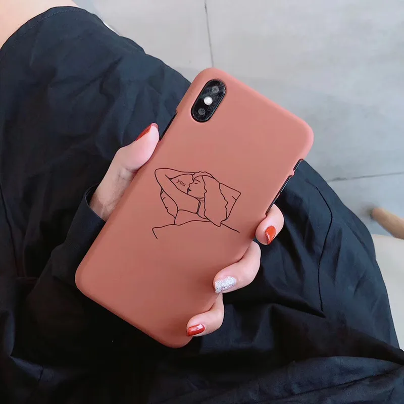 A Ретро абстрактный граффити девушка корейский чехол для телефона для iPhone 11 Pro Max 6 6S 7 8 Puls X XS XR Xsmax чехол s Твердый матовый пластик чехол - Цвет: A