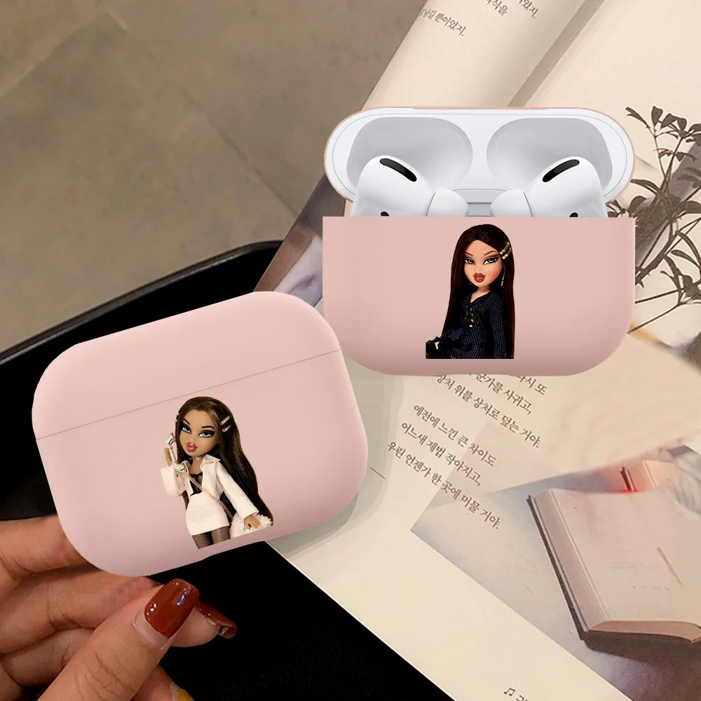 

Hot Cartoon Cute Doll Bratz Pink Matte Airpod Case for Apple Airpods Pro Cover Wireless bluetooth Earphone Coque Fundas