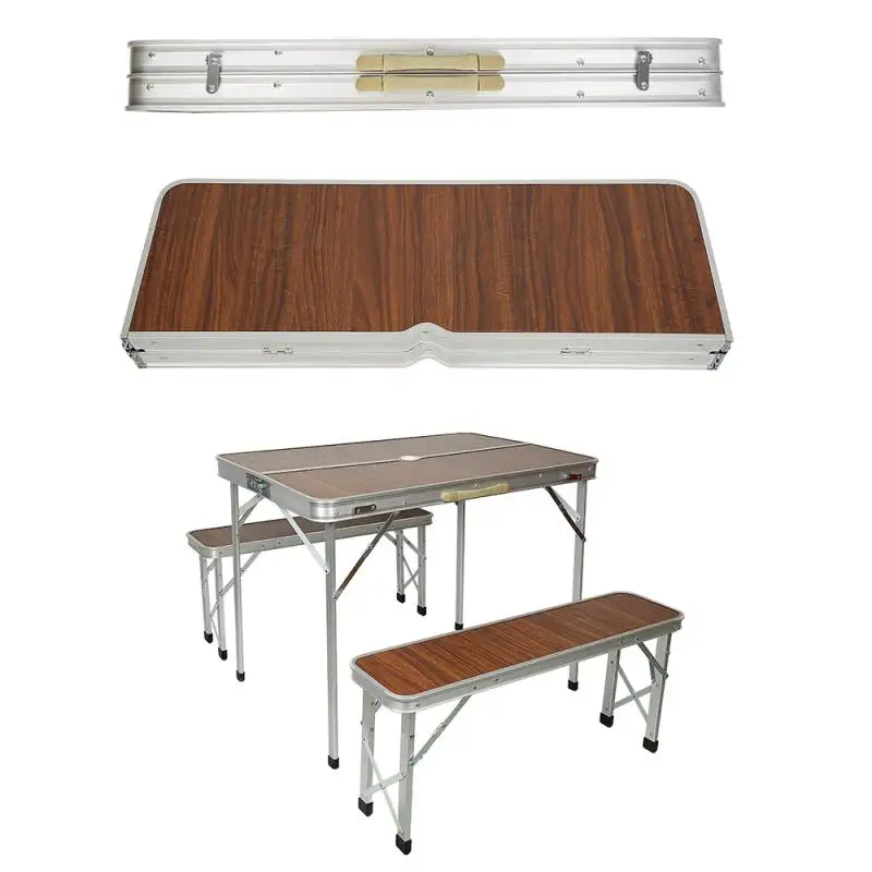 저렴한 야외 휴대용 접이식 테이블 의자 캠핑 알루미늄 합금 피크닉 테이블 방수 초경량 내구성 접이식 테이블 책상 HWC