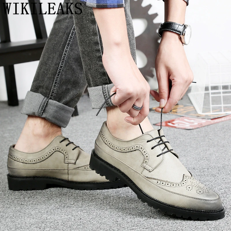 Туфли-Броги мужские классические официальные свадебные лифтовые итальянские