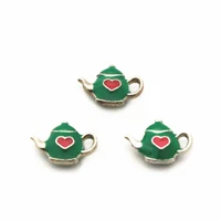 10pcslot heart charms teapot floating charms for floating memory charms lockets diy jewelry