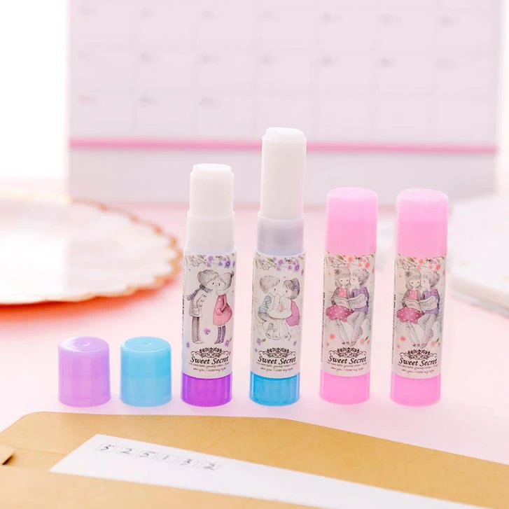 2 шт./компл. Kawaii милые Secret для девочек и мальчиков Пластик однотонные Клеевые стержни для Бумага пилочки офисные школьные принадлежности, блокноты корейские канцелярские принадлежности