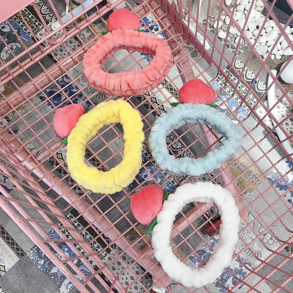 

Washing makeup non-slip soft headband coral velvet peach cute portable hairband travel hair accessories sweet female