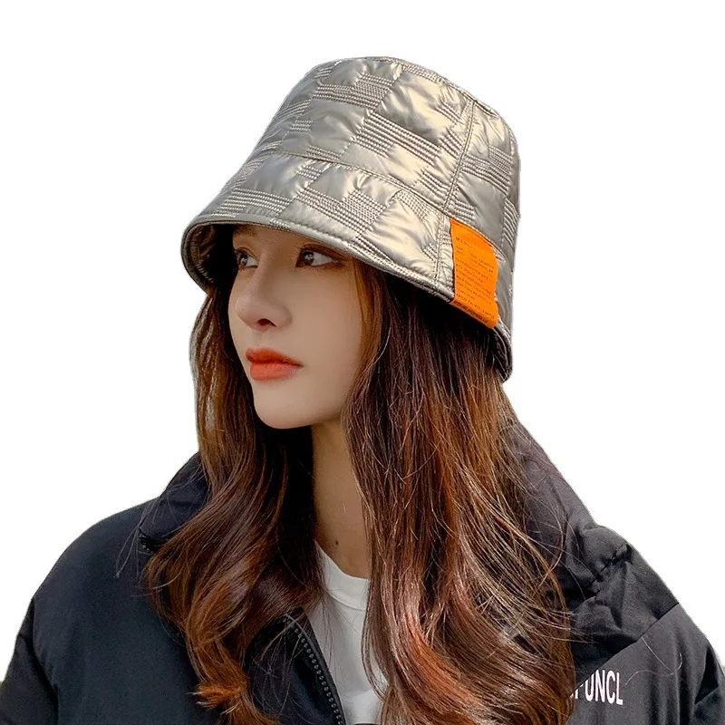 

warm feather cotton label bucket hat restoring ancient ways female han edition niche joker show thin fisherman hat