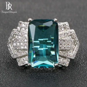 Женское кольцо с аквамарином, из серебра 925 пробы